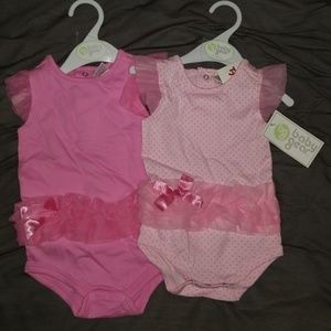 NWT two pink bodysuits with ruffle butt